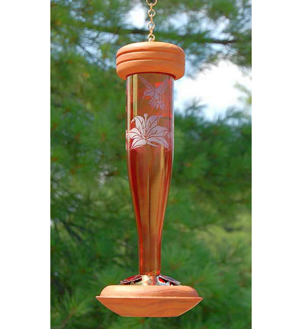 Paradise Tri-Etched Ruby Hummingbird Lantern